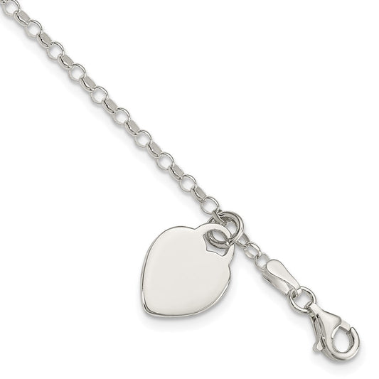 Sterling Silver Engraveable Heart 6 in Childs Bracelet QG1446-6