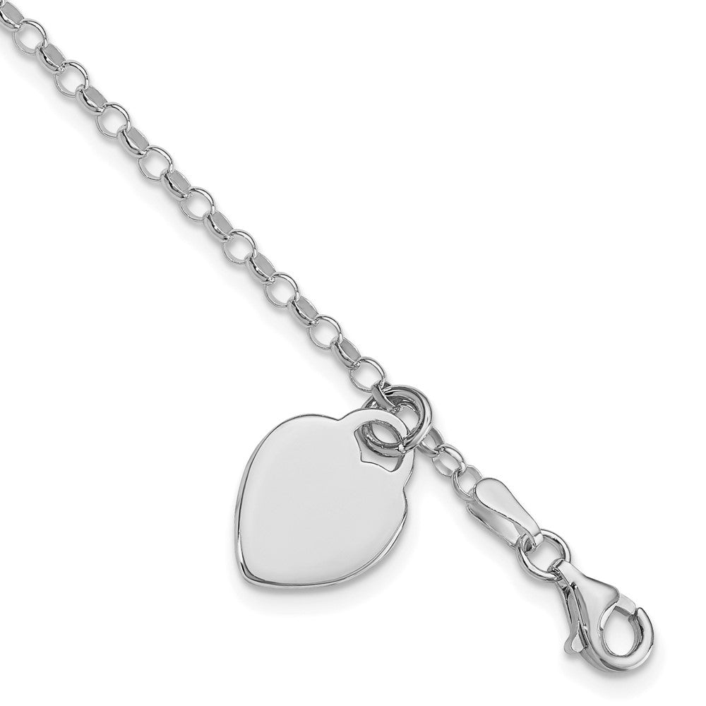 Sterling Silver Rhodium-plated Heart 6 in Childs Bracelet QG1446R-6