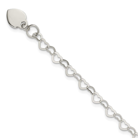 Sterling Silver Heart Link Childs Bracelet QG1452-7.5