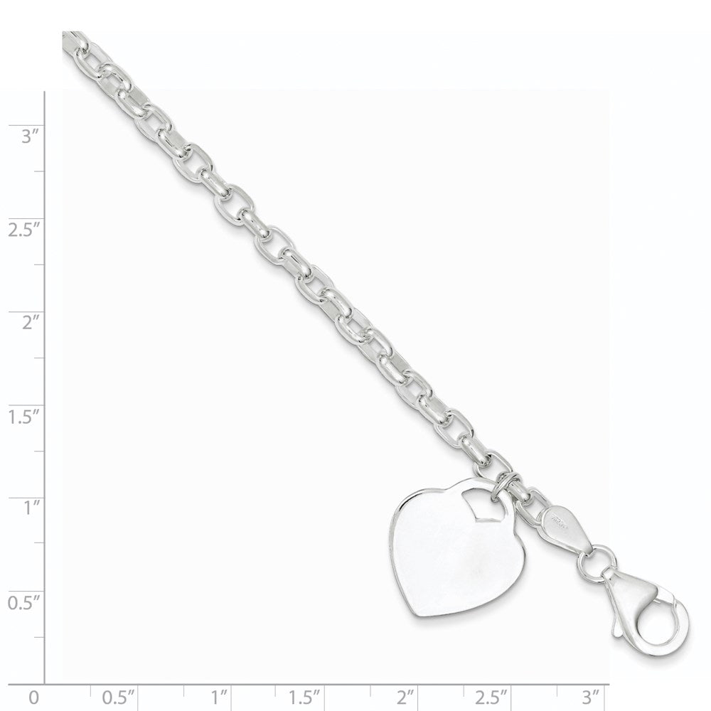 Sterling Silver 1.9mm Engraveable Heart Charm Bracelet QG1455-8.5