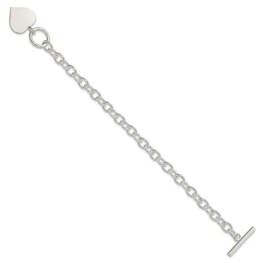 Sterling Silver Engraveable Heart Bracelet QG1462-7.5