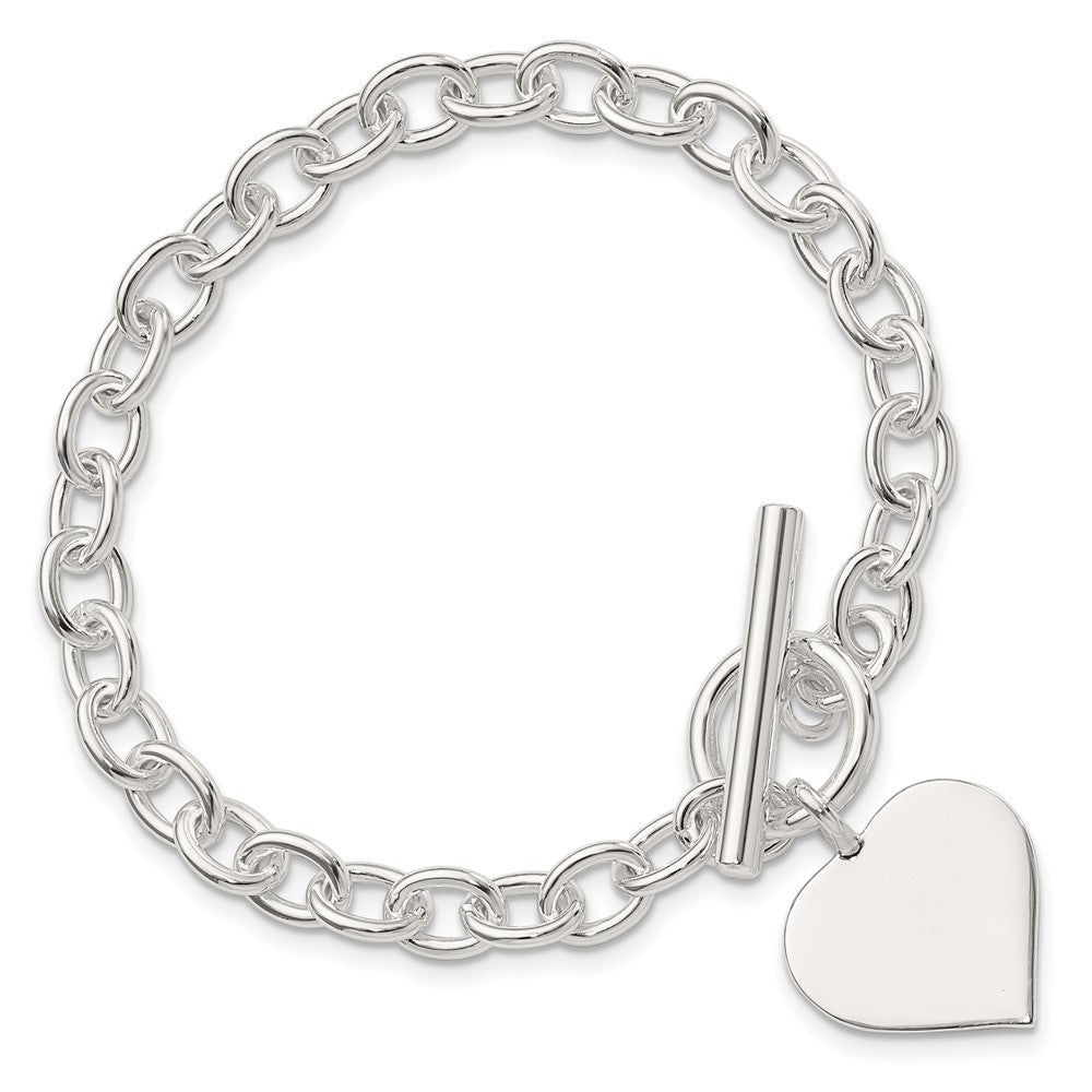 Sterling Silver Engraveable Heart Bracelet QG1462-7.5