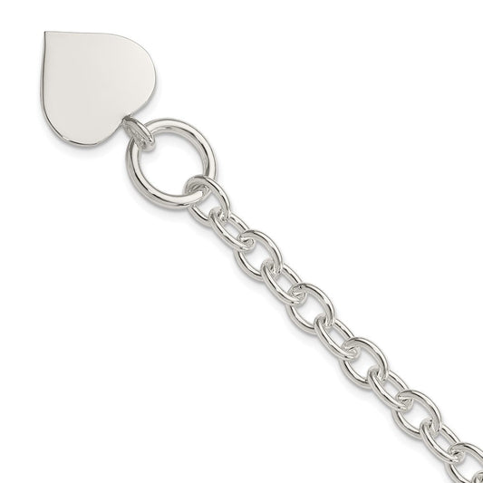 Sterling Silver Engraveable Heart Bracelet QG1462-7.5