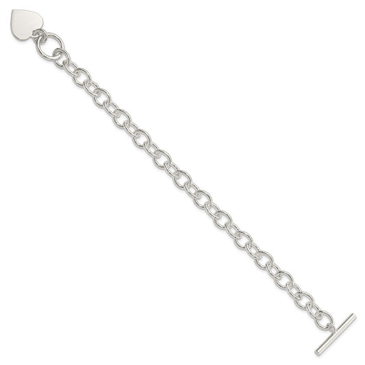 Sterling Silver Engraveable Heart Fancy Link Bracelet QG1464-7.5