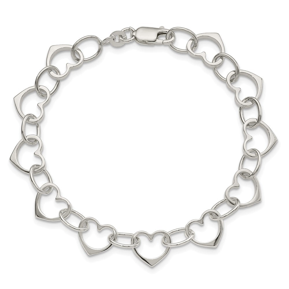 Sterling Silver Heart Link Bracelet QG1469-7