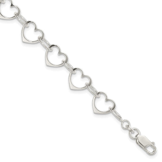 Sterling Silver Heart Link Bracelet QG1469-7