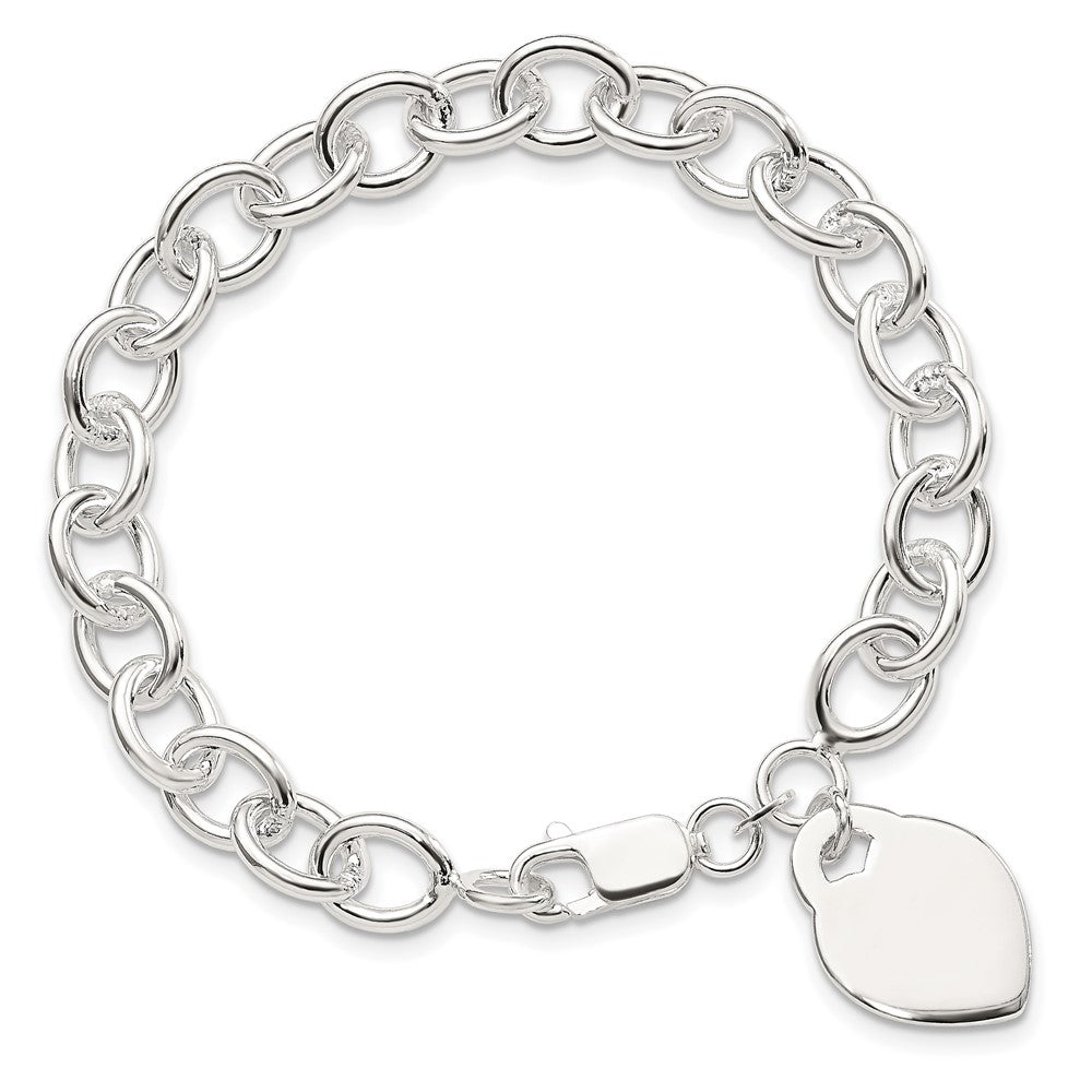 Sterling Silver Polished Engraveable Heart Bracelet QG1475-7.25