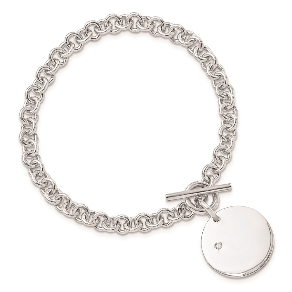 Sterling Silver Rhodium-plated .03ct Diamond Disc Bracelet QG1498-7.5