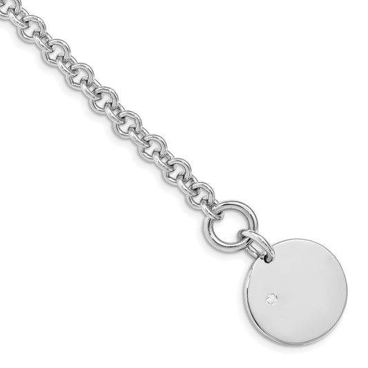 Sterling Silver Rhodium-plated .03ct Diamond Disc Bracelet QG1498-7.5
