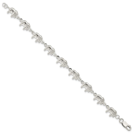 Sterling Silver Elephant Bracelet QG1550-7