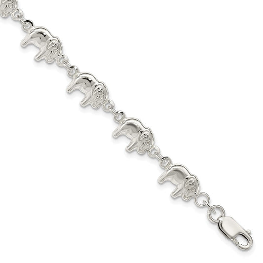 Sterling Silver Elephant Bracelet QG1550-7