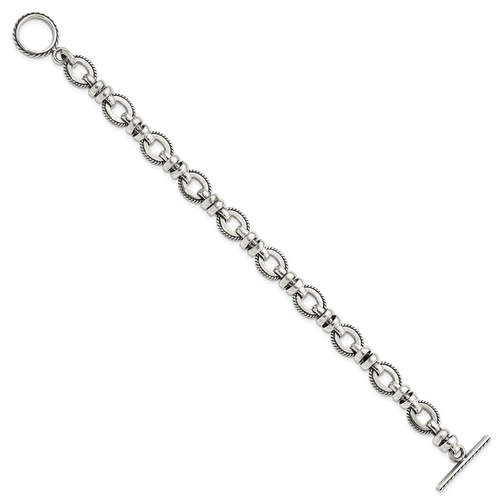 Sterling Silver Antiqued Fancy Link Bracelet QG1612-7.5