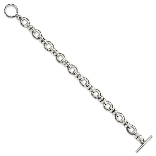 Sterling Silver Antiqued Fancy Link Bracelet QG1612-7.5