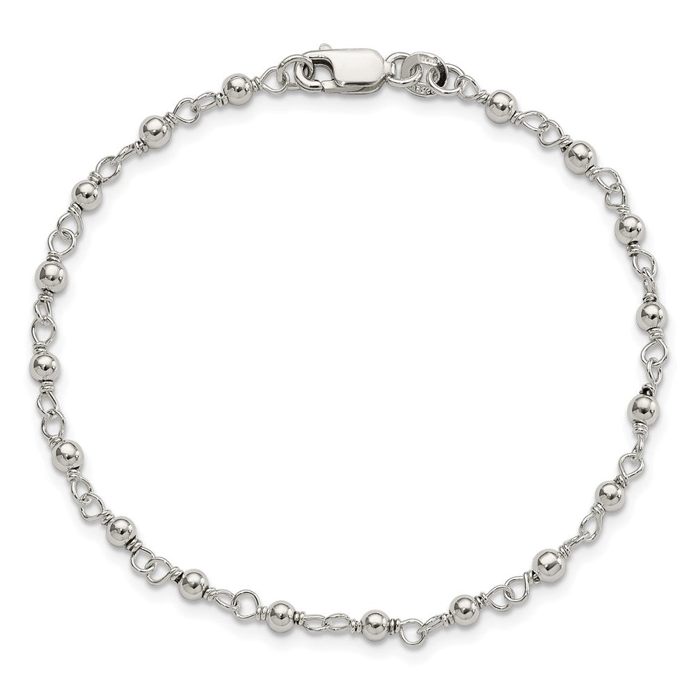 Sterling Silver Bead and Link Bracelet QG1629-7.25