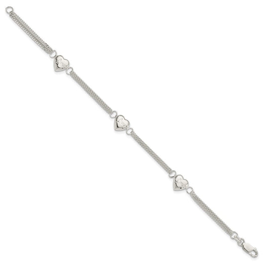 Sterling Silver Heart with Love Bracelet QG1688-7