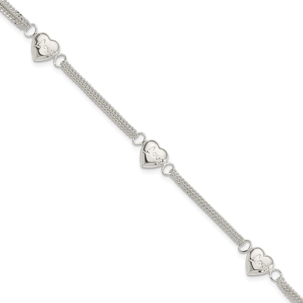 Sterling Silver Heart with Love Bracelet QG1688-7