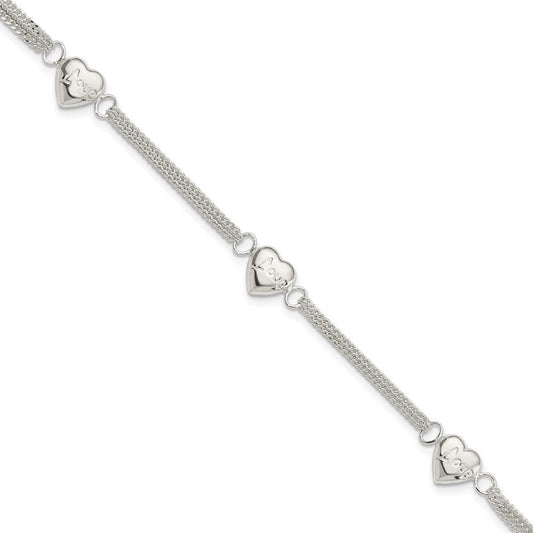 Sterling Silver Heart with Love Bracelet QG1688-7
