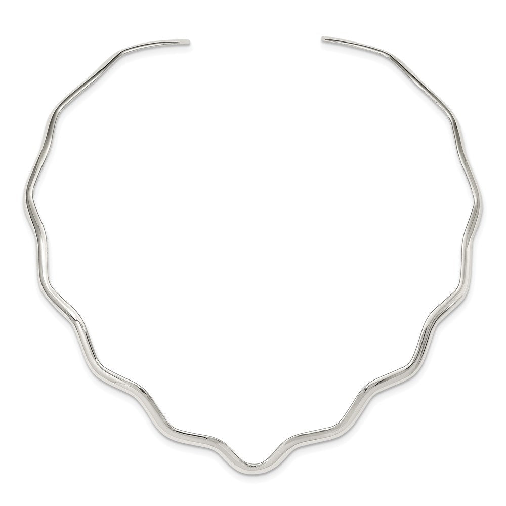 Sterling Silver Wavy V-Shape Neck Collar QG1750