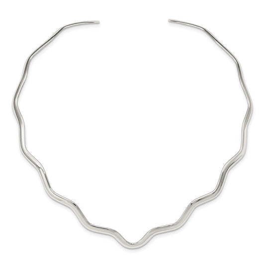 Sterling Silver Wavy V-Shape Neck Collar QG1750