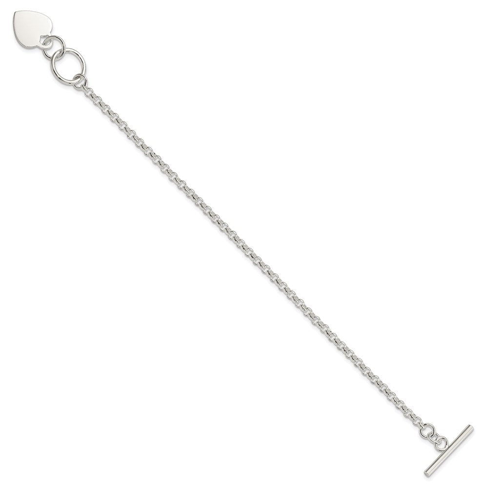 Sterling Silver Fancy Engraveable Heart Bracelet QG2172-7.5
