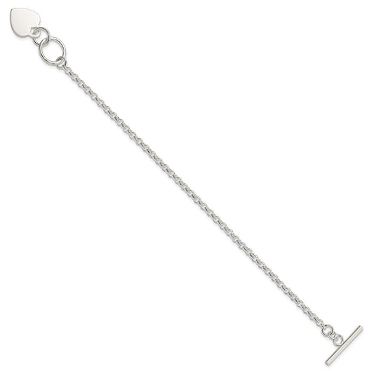Sterling Silver Fancy Engraveable Heart Bracelet QG2172-7.5