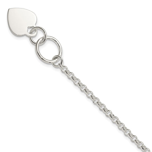 Sterling Silver Fancy Engraveable Heart Bracelet QG2172-7.5