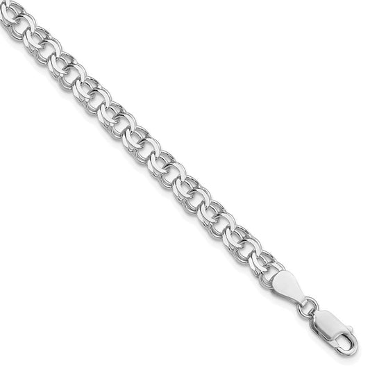 Sterling Silver Rhodium-plated 6mm Double Link Charm Bracelet QG2204R-7