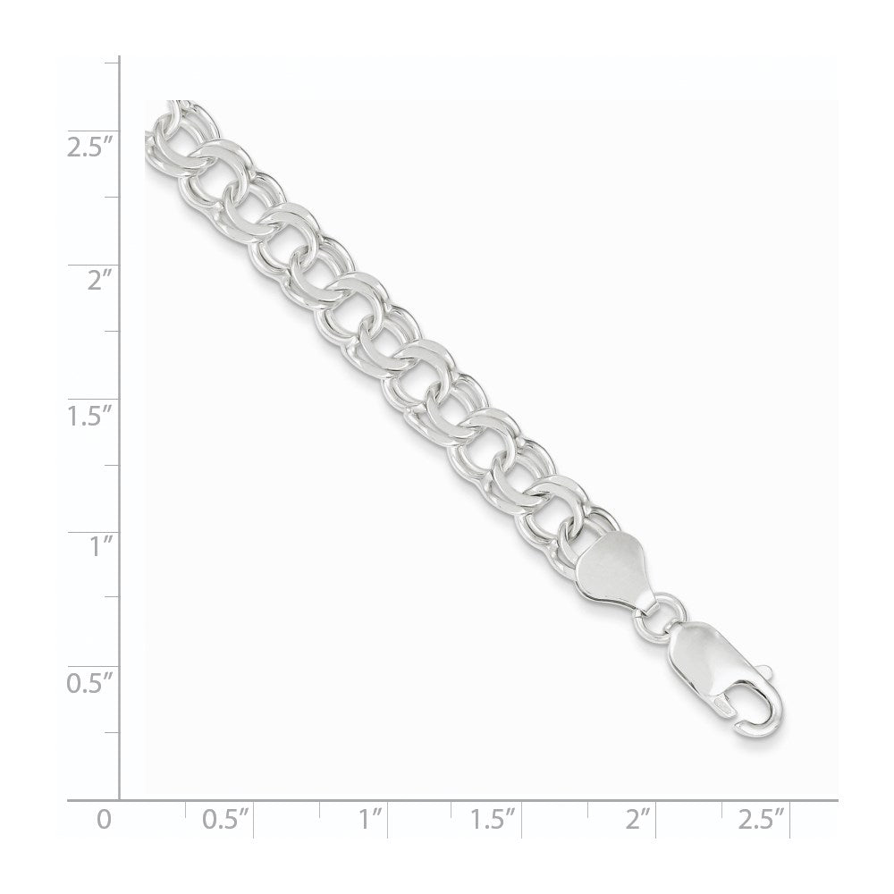 Sterling Silver 7.6mm Double Link Charm Bracelet QG2205-6