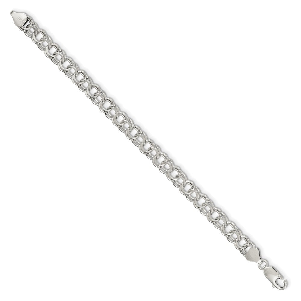 Sterling Silver 7.6mm Double Link Charm Bracelet QG2205-6