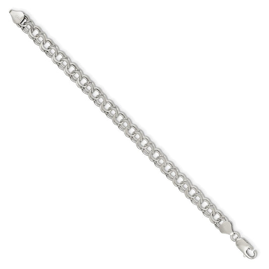 Sterling Silver 7.6mm Double Link Charm Bracelet QG2205-6