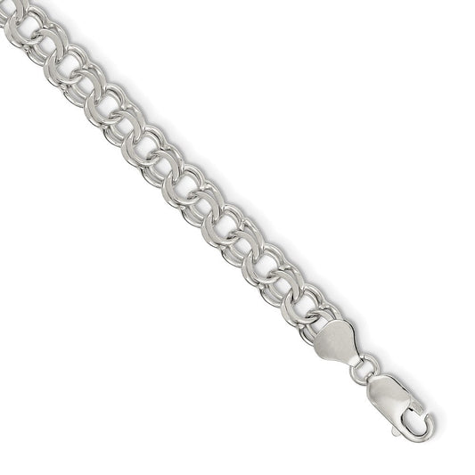 Sterling Silver 7.6mm Double Link Charm Bracelet QG2205-6
