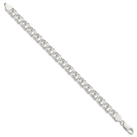 Sterling Silver 7.6mm Double Link Charm Bracelet QG2205-7