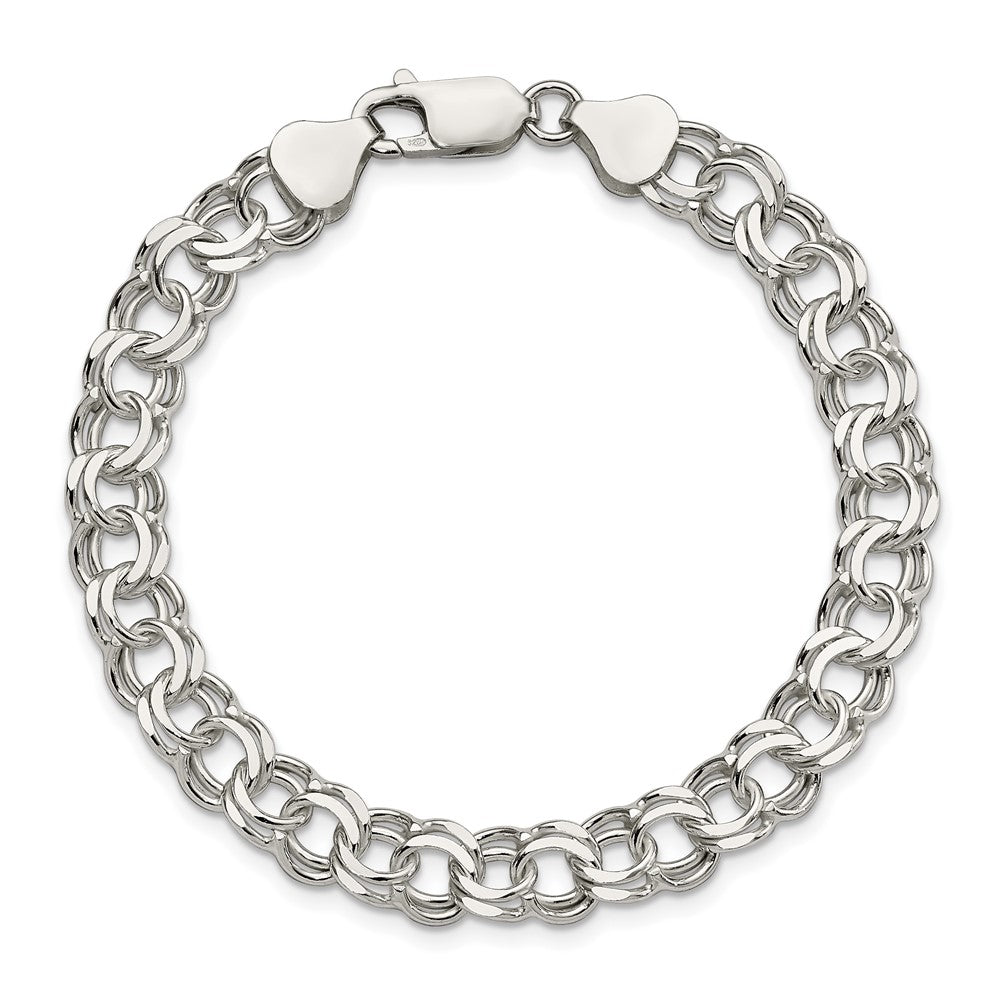 Sterling Silver 7.6mm Double Link Charm Bracelet QG2205-7