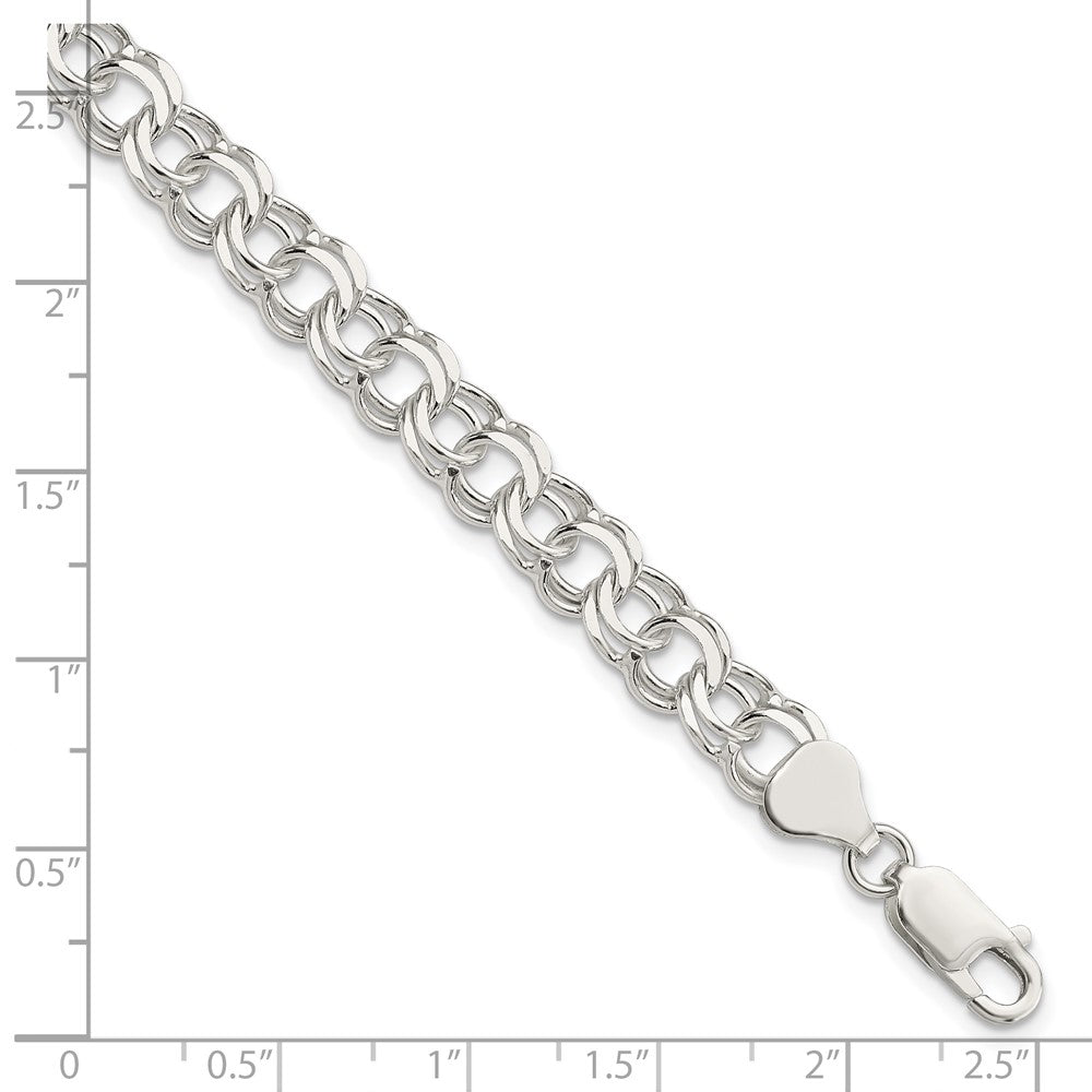 Sterling Silver 7.6mm Double Link Charm Bracelet QG2205-7