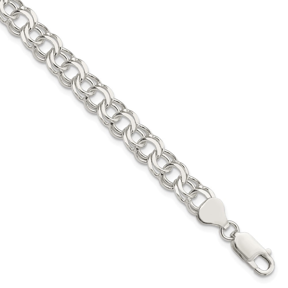 Sterling Silver 7.6mm Double Link Charm Bracelet QG2205-7