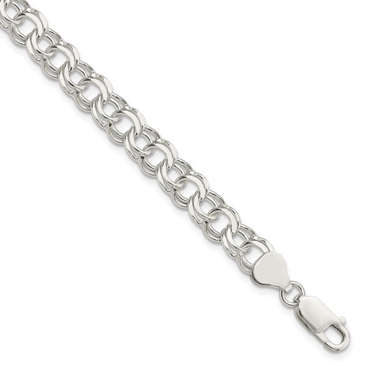 Sterling Silver 7.6mm Double Link Charm Bracelet QG2205-7