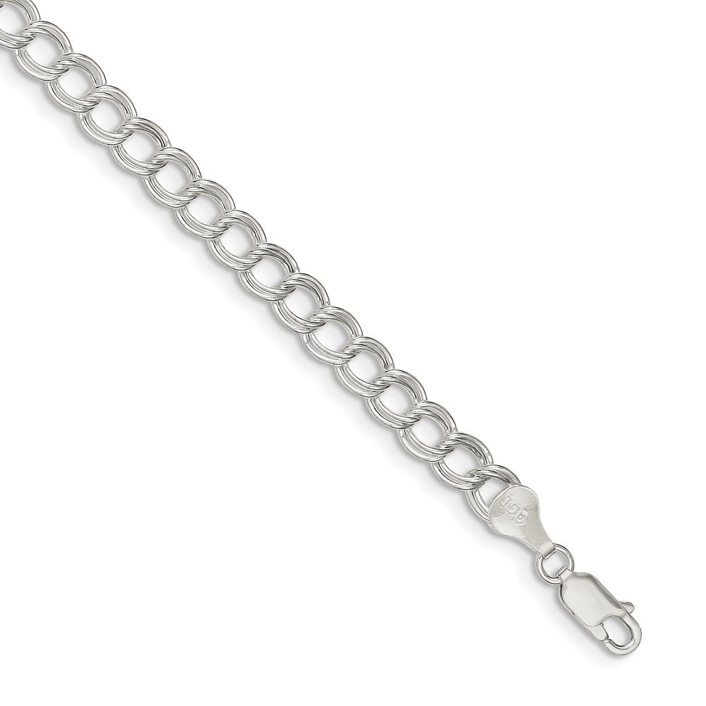Sterling Silver 6mm Semi-Solid Double Link Charm Bracelet QG2209-6