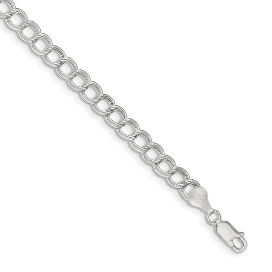 Sterling Silver 6mm Semi-Solid Double Link Charm Bracelet QG2209-6