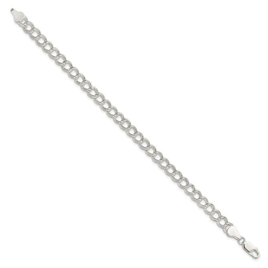 Sterling Silver 6mm Semi-Solid Double Link Charm Bracelet QG2209-7