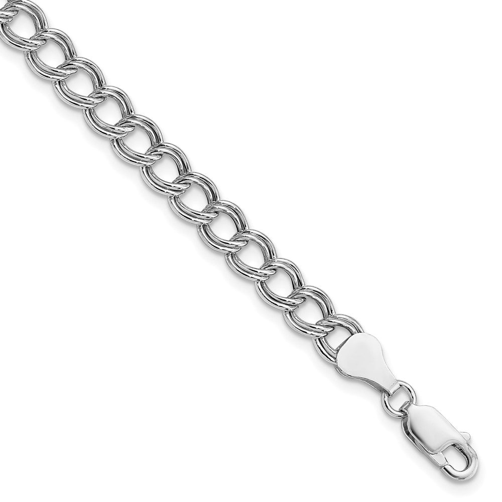 Amore La Vita Sterling Silver Rhodium-plated Polished 6mm 7 inch Double Link with Lobster Clasp Charm Bracelet QG2209R-8