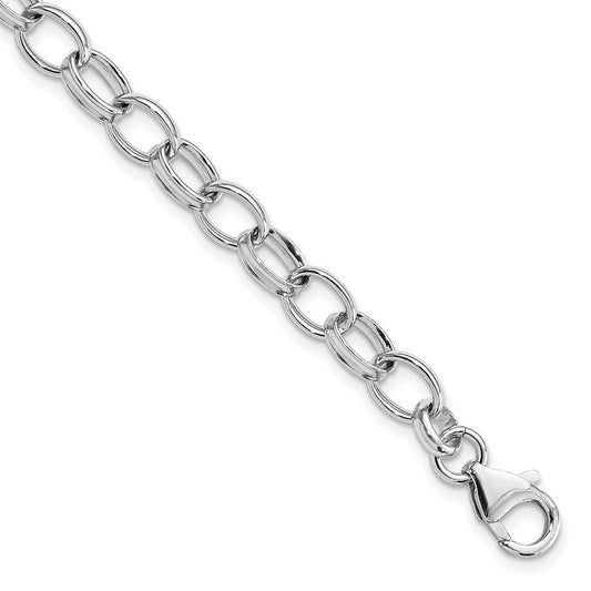 Amore La Vita Sterling Silver Rhodium-plated Polished 5mm 7.5 inch with Fancy Lobster Clasp Charm Bracelet QG2238R-7.5