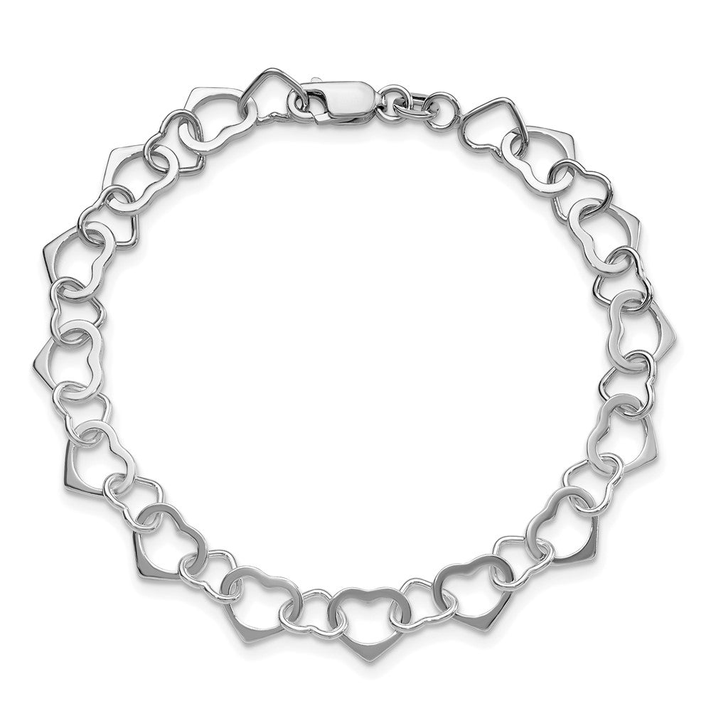 Sterling Silver Rhodium-plated Hearts Bracelet QG2260R-7.5