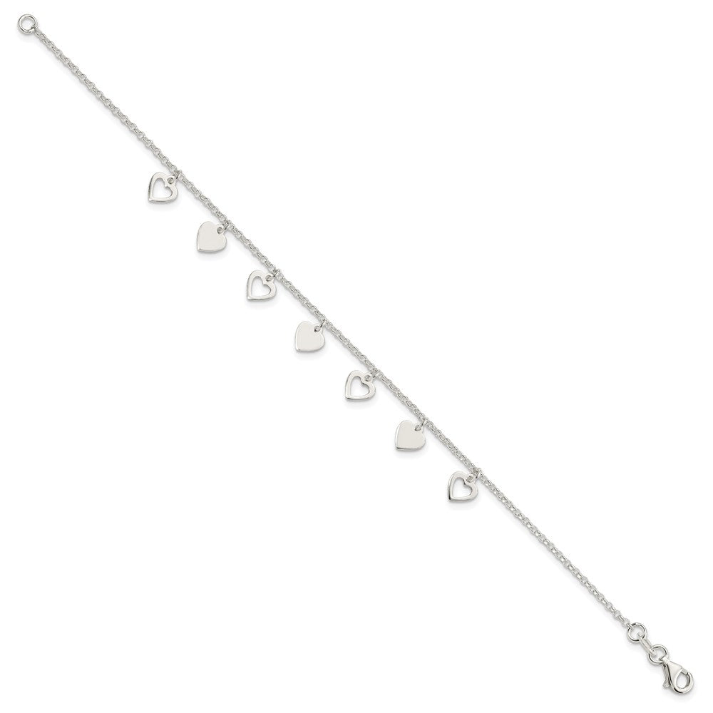 Sterling Silver w/ Hearts Bracelet QG2352-7.5