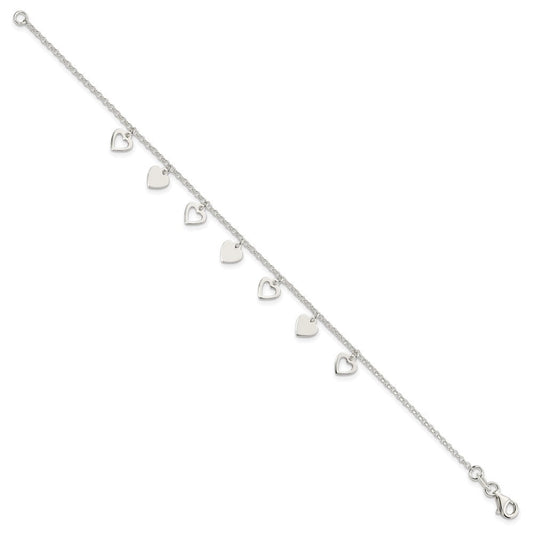 Sterling Silver w/ Hearts Bracelet QG2352-7.5