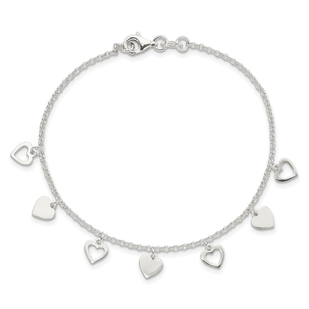 Sterling Silver w/ Hearts Bracelet QG2352-7.5