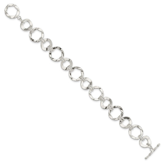 Sterling Silver Fancy Circle Link Bracelet QG2361-7.5