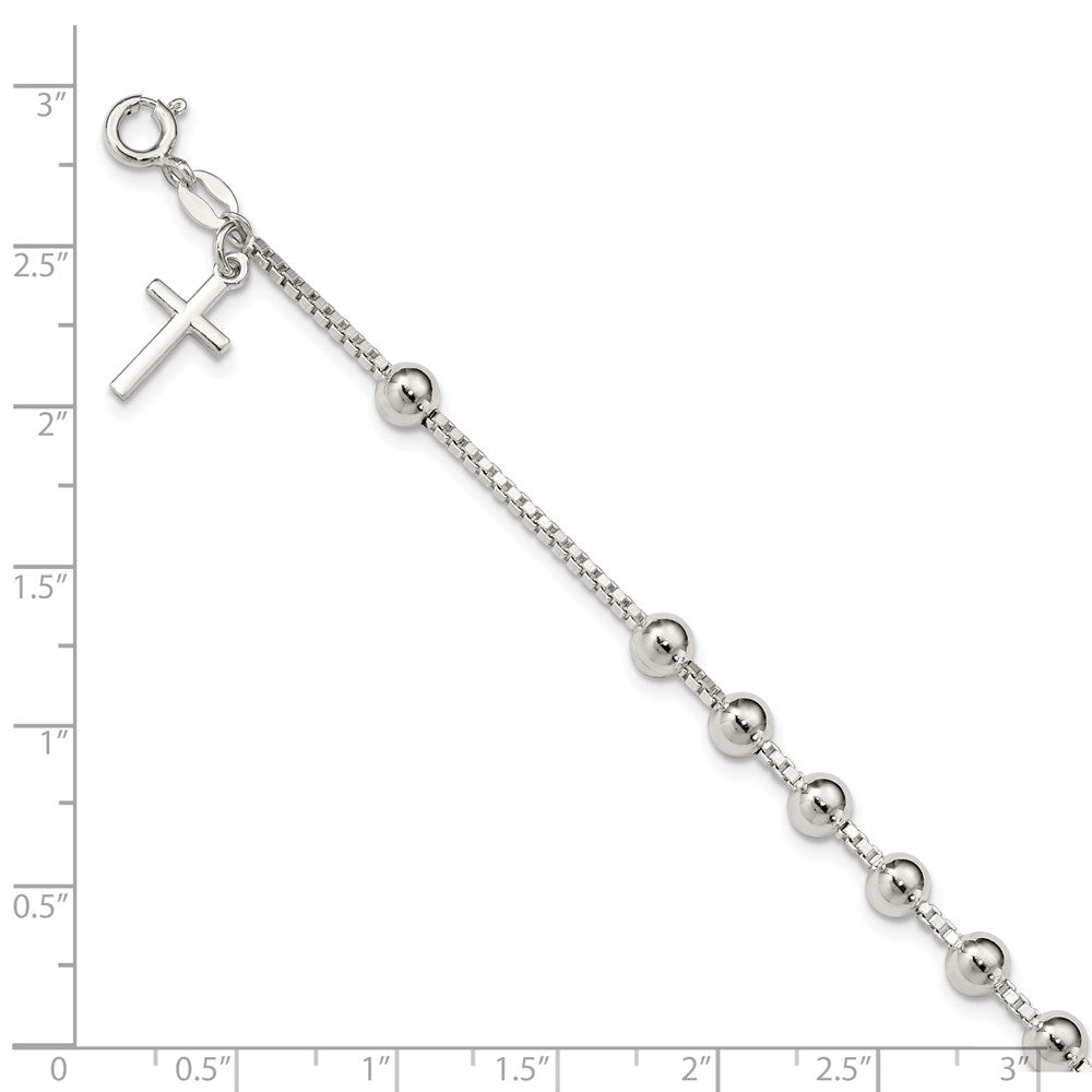 Sterling Silver Cross on Bead Bracelet QG2373-7.25