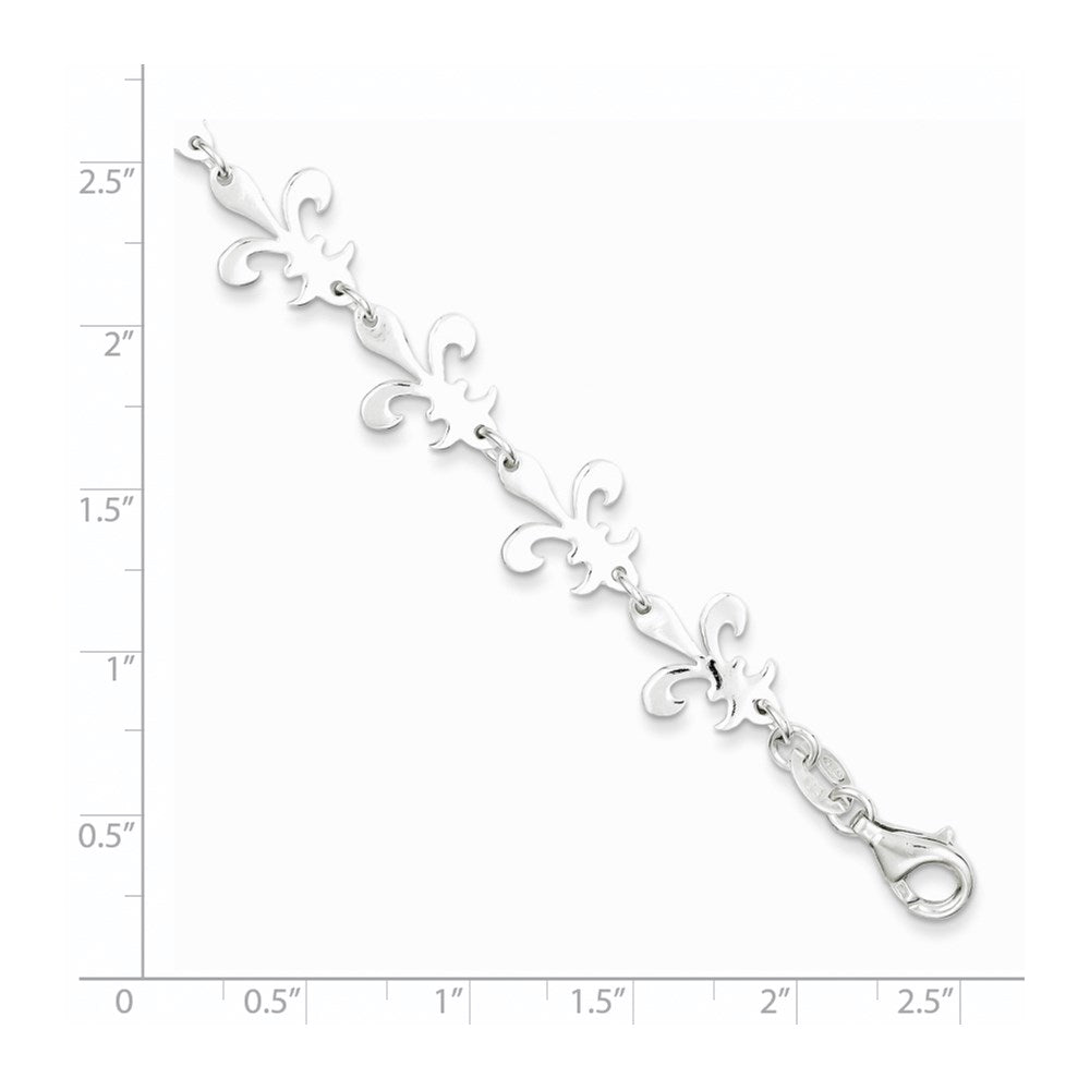 Sterling Silver Polished Fleur De Lis Bracelet QG3004-7.5