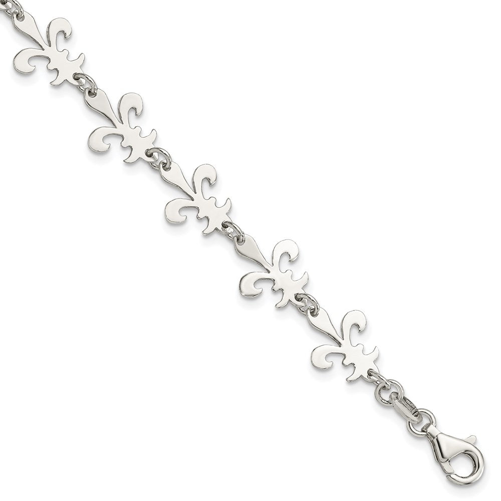 Sterling Silver Polished Fleur De Lis Bracelet QG3004-7.5