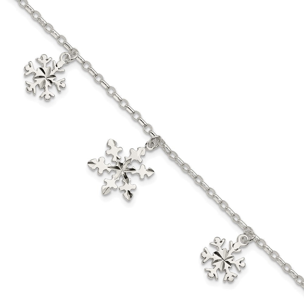 Sterling Silver Diamond-Cut Snowflake Bracelet QG3006-7.5